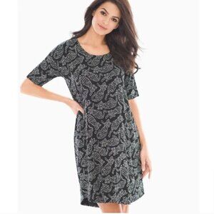 Soma Cool Nights Loose Fit Short Sleeve Sleepshirt Jungle Cat in Black